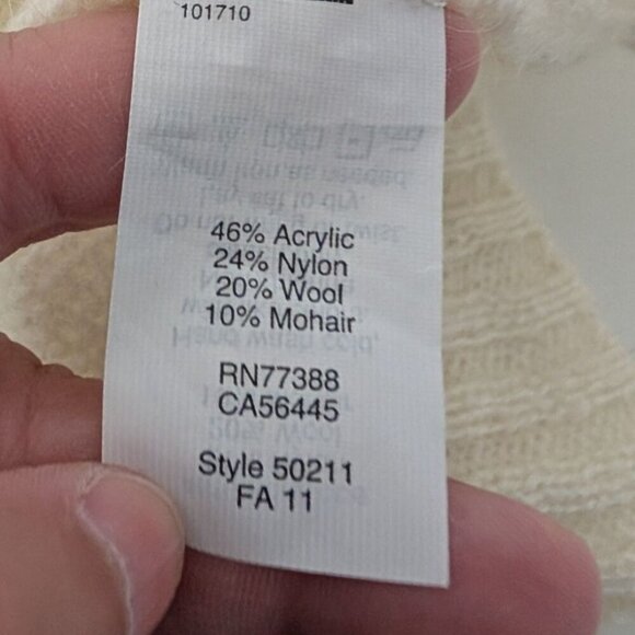 J Crew Factory Shawl Collar Sweater Womens Size Medium Cream Wool Mohair Knit - Picture 6 of 7